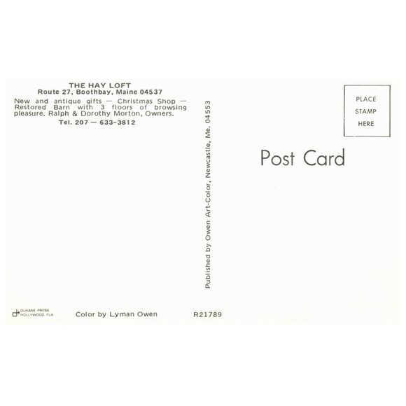 Postcard Chrome era The Hay Loft New and antique gifts Christmas shop - Picture 2 of 2